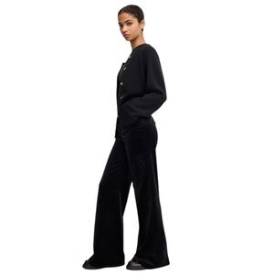 Good American Black Velvet Good Waist Palazzo Pants NWOT Size 16